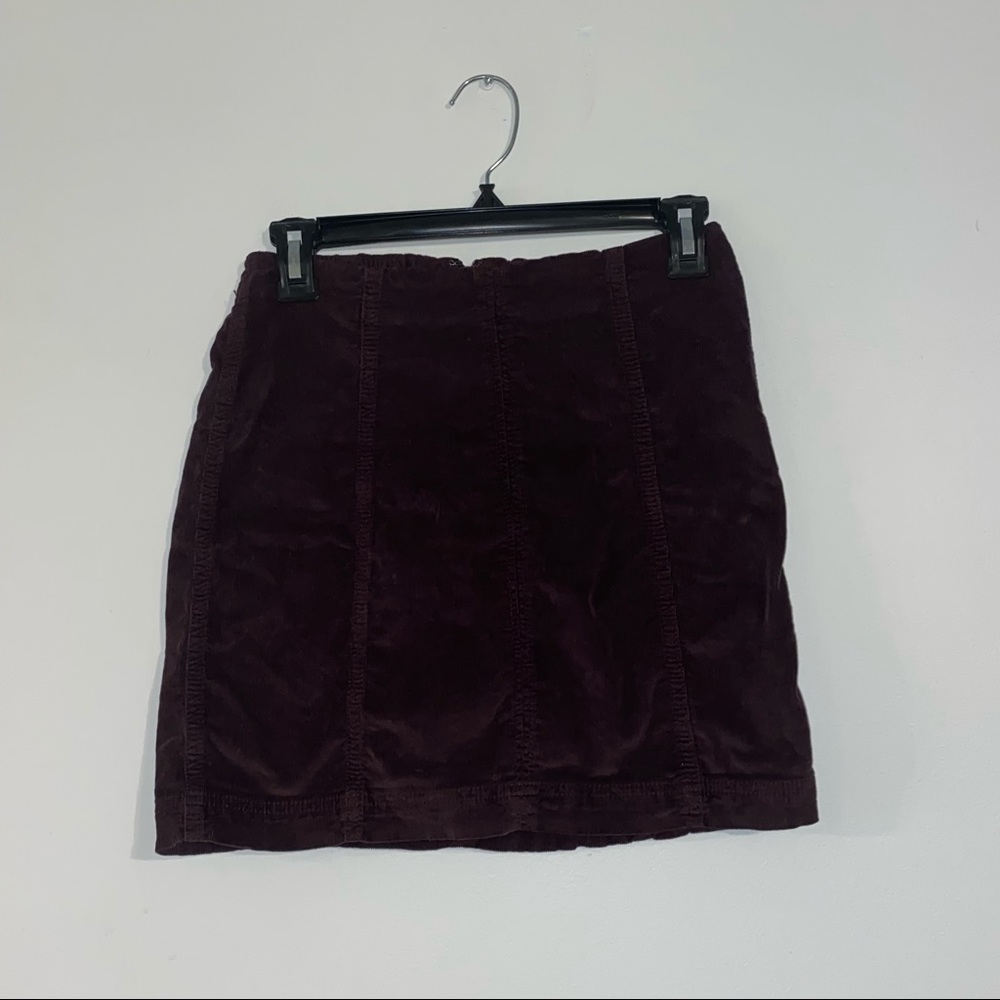 Free People Modern Femme Wine Red Corduroy Mini Skirt - Picture 3 of 10